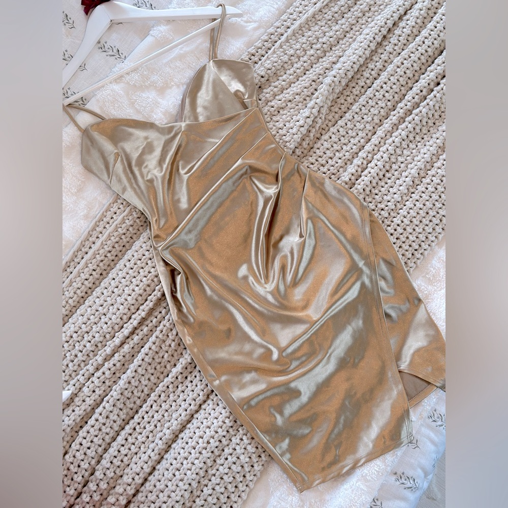 Windsor satin gold dress
